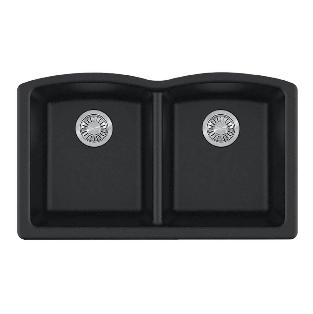 Franke Ellipse 33.0-in. x 19.7-in. Onyx Fragranite Undermount Double Bowl Kitchen Sink - ELG120ONY