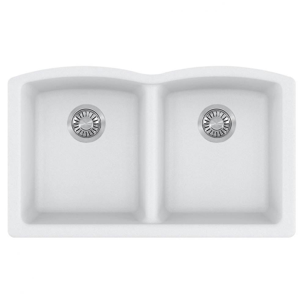 Franke Ellipse 33.0-in. x 19.7-in. Polar White Fragranite Undermount Double Bowl Kitchen Sink - EL
