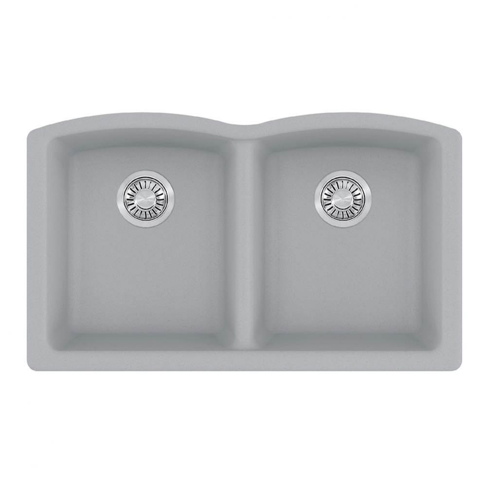 Franke Ellipse 33.0-in. x 19.7-in. Stone Grey Fragranite Undermount Double Bowl Kitchen Sink - ELG