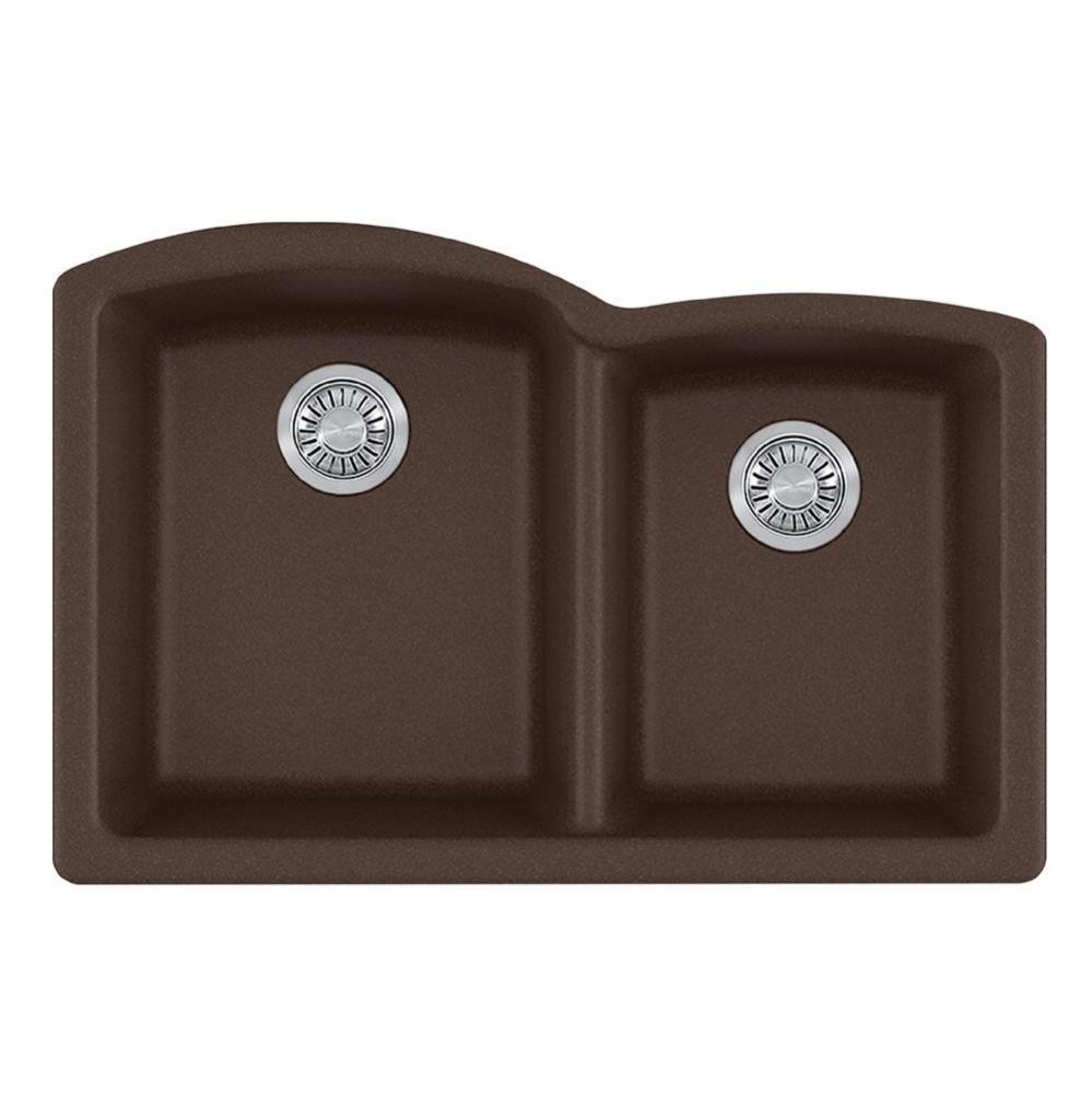 Franke Ellipse 33.0-in. x 21.7-in. Mocha Fragranite Undermount Double Bowl Kitchen Sink - ELG160MO