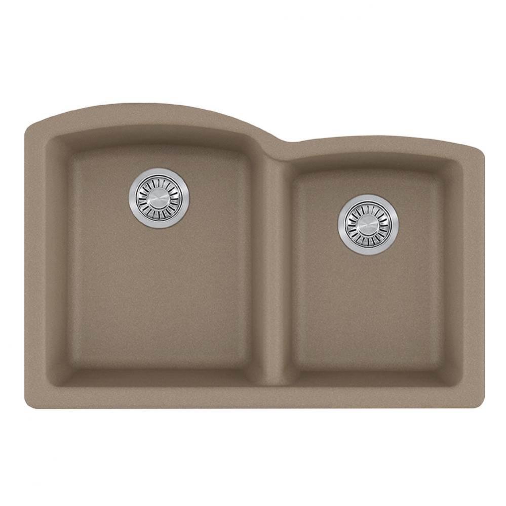 Franke Ellipse 33.0-in. x 21.7-in. Oyster Fragranite Undermount Double Bowl Kitchen Sink - ELG160O