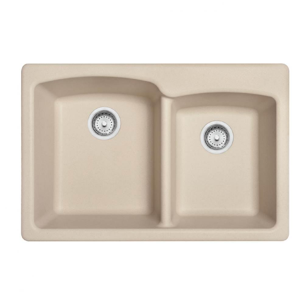 Franke Ellipse 33.0-in. x 22.0-in.Fragranite Dual Mount Double Bowl Kitchen Sink in Champagne