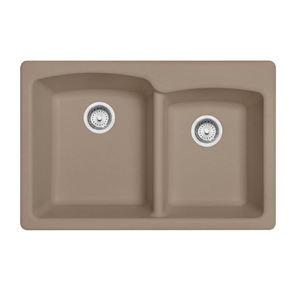 Franke Ellipse 33.0-in. x 22.0-in. Fragranite Dual Mount Double Bowl Kitchen Sink in Oyster
