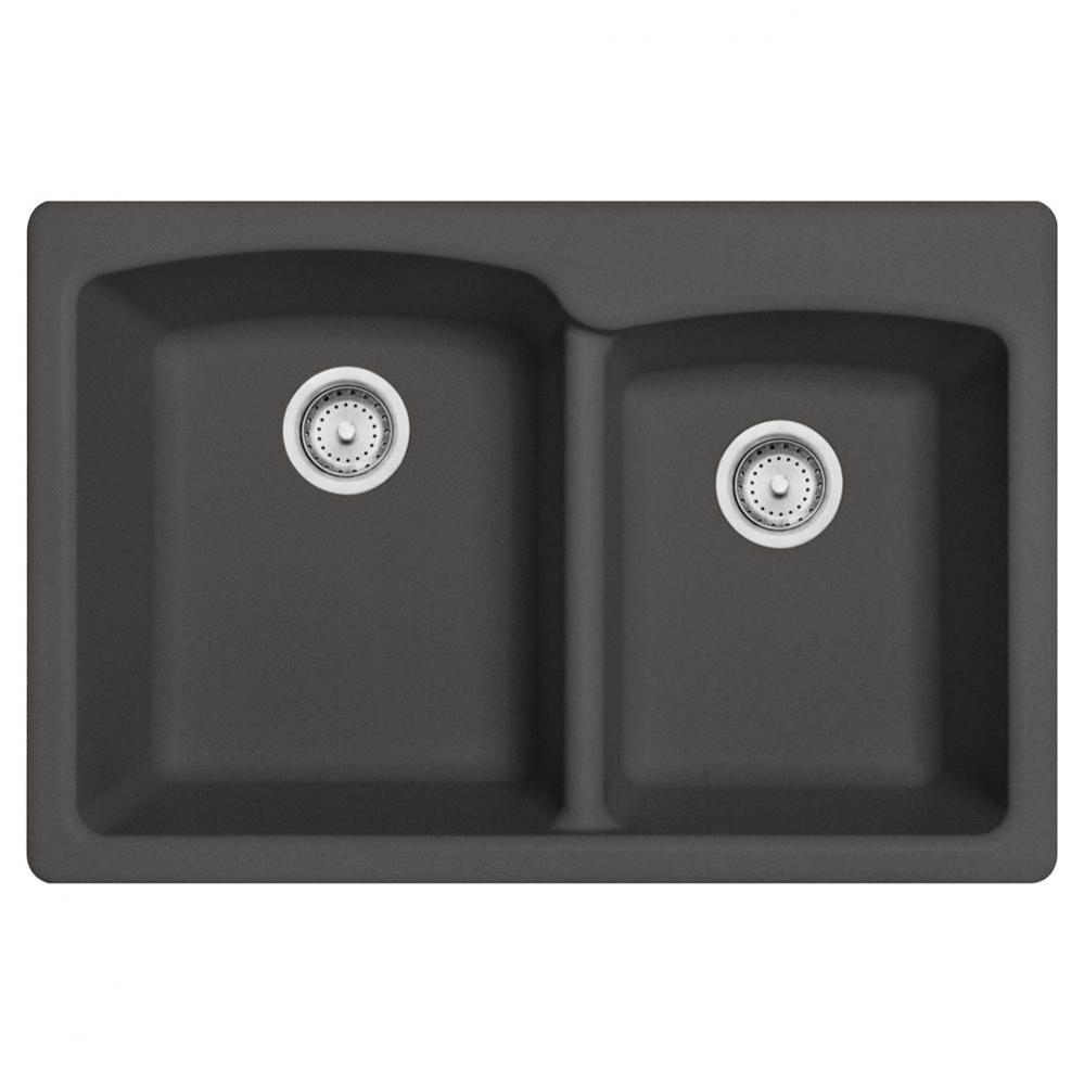 Franke Ellipse 33.0-in. x 22.0-in. Fragranite Dual Mount Double Bowl Kitchen Sink in Slate Grey