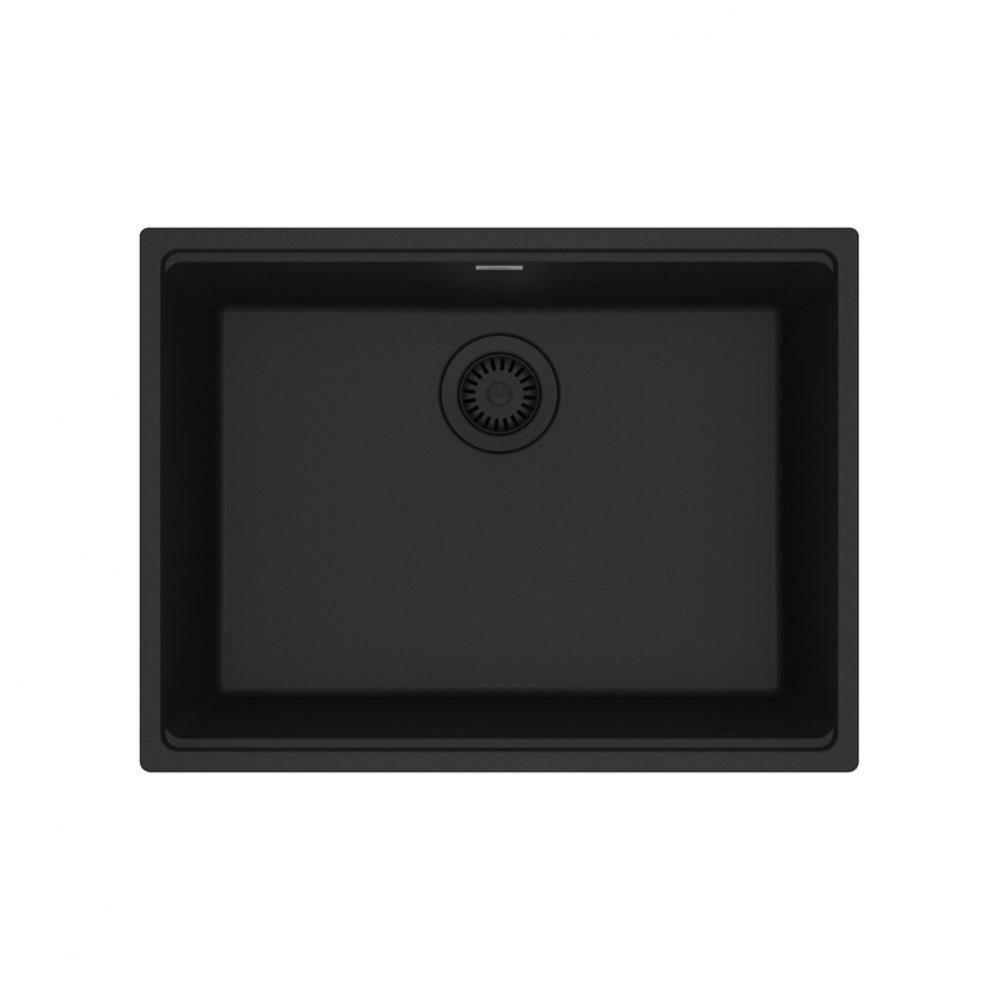 Franke Maris Undermount 25-in x 18.94-in Fragranite Single Bowl Kitchen Sink in Matte Black