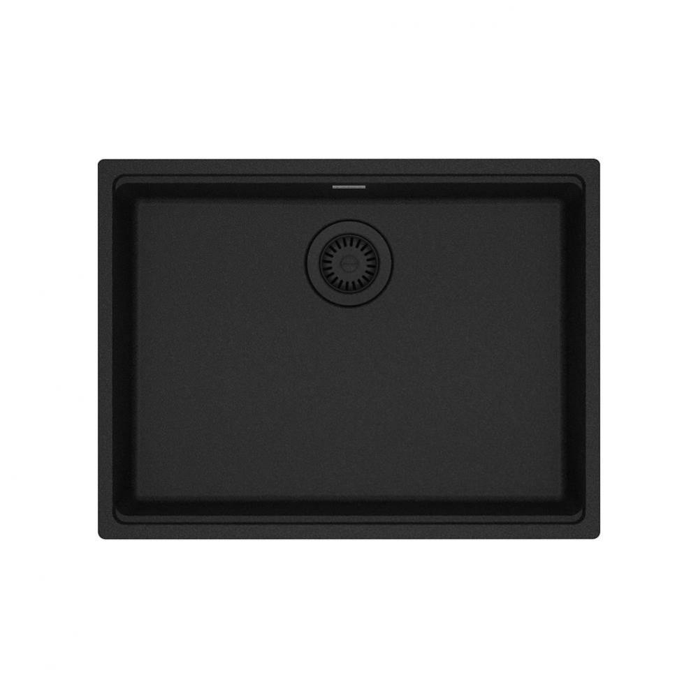 Franke Maris Undermount 25-in x 18.94-in Fragranite ADA Single Bowl Sink in Onyx