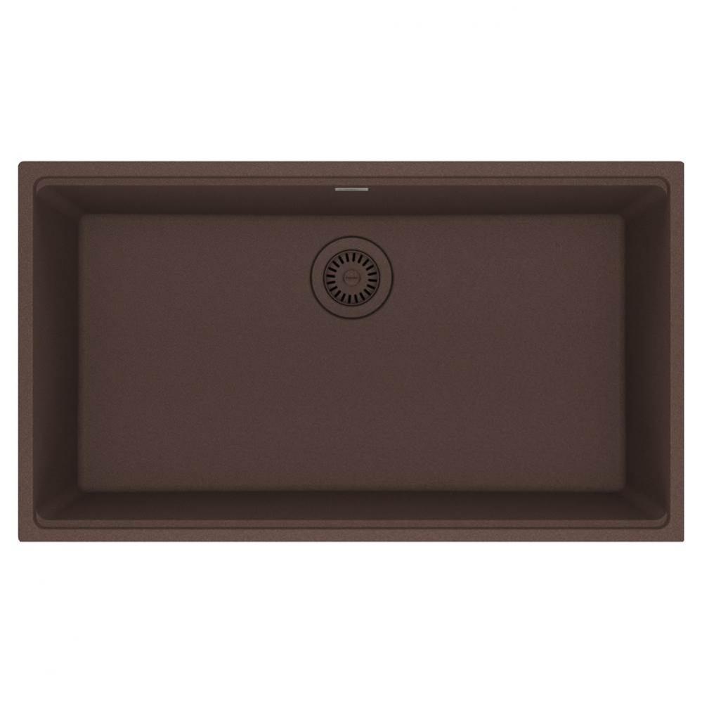 Franke Maris Undermount 33-in x 18.94-in Fragranite Single Bowl Kitchen Sink in Mocha