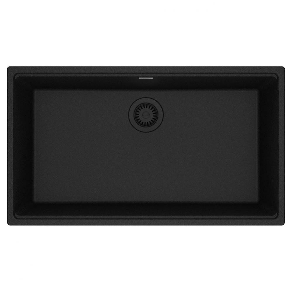 Maris Undermount 33-in x 18.94-in Granite Single Bowl Kitchen Sink in Onyx