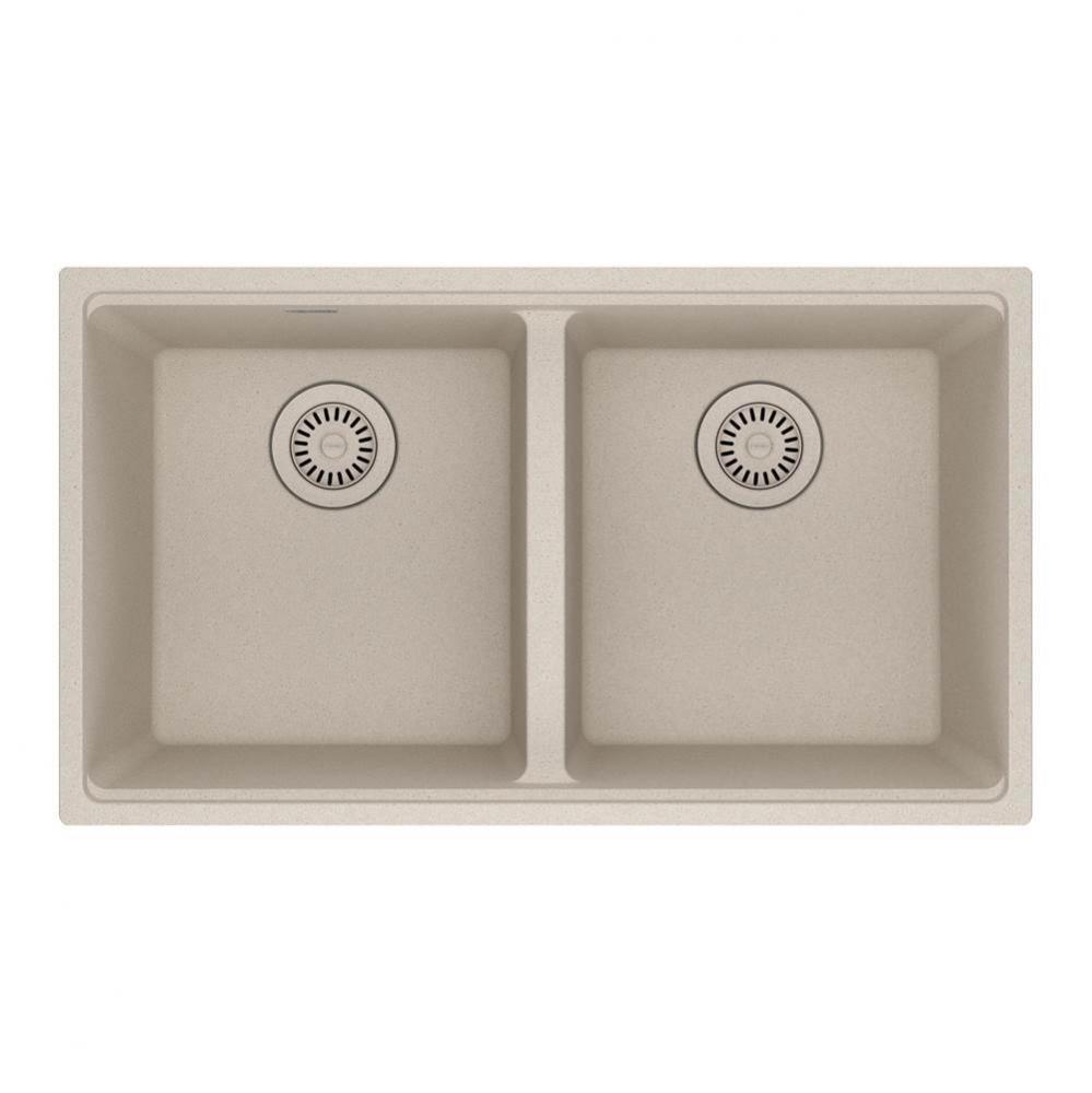 Franke Maris Undermount 31-in x 17.81-in Fragranite Double Bowl Kitchen Sink in Champagne