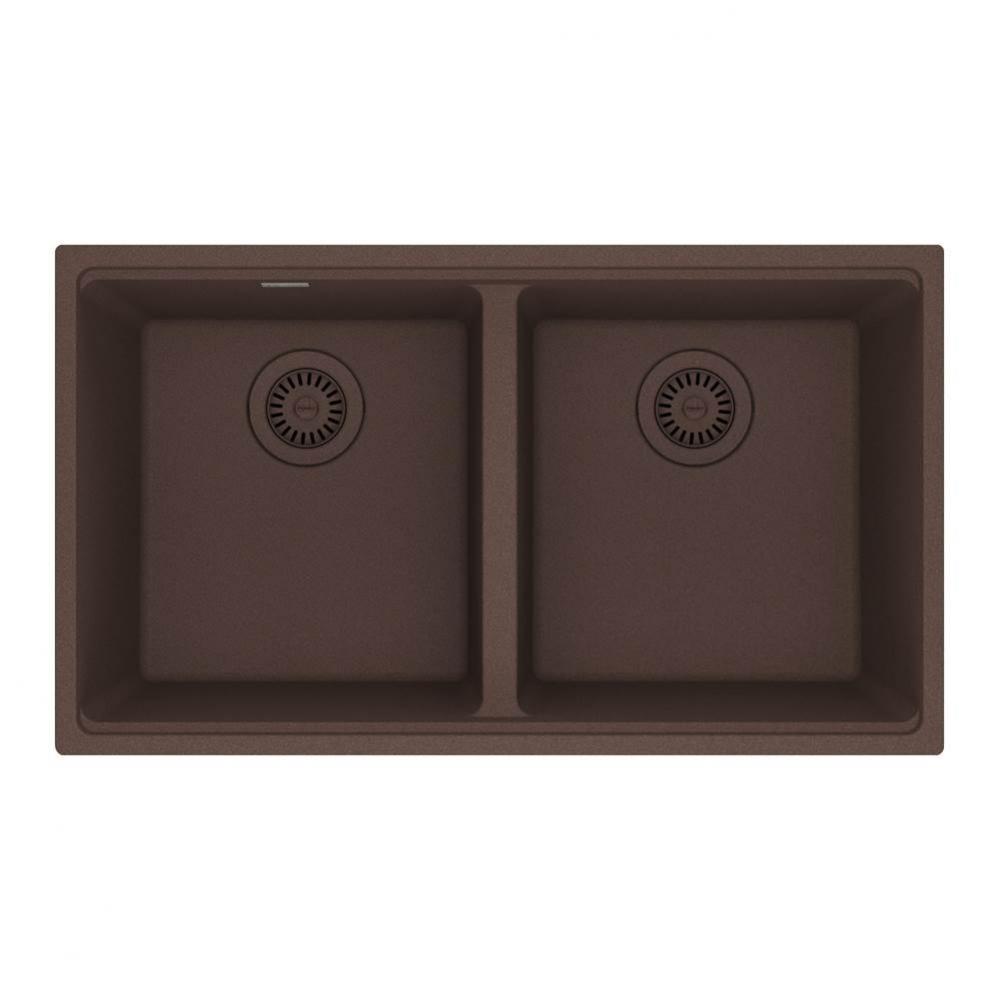 Franke Maris Undermount 31-in x 17.81-in Fragranite Double Bowl Kitchen Sink in Mocha