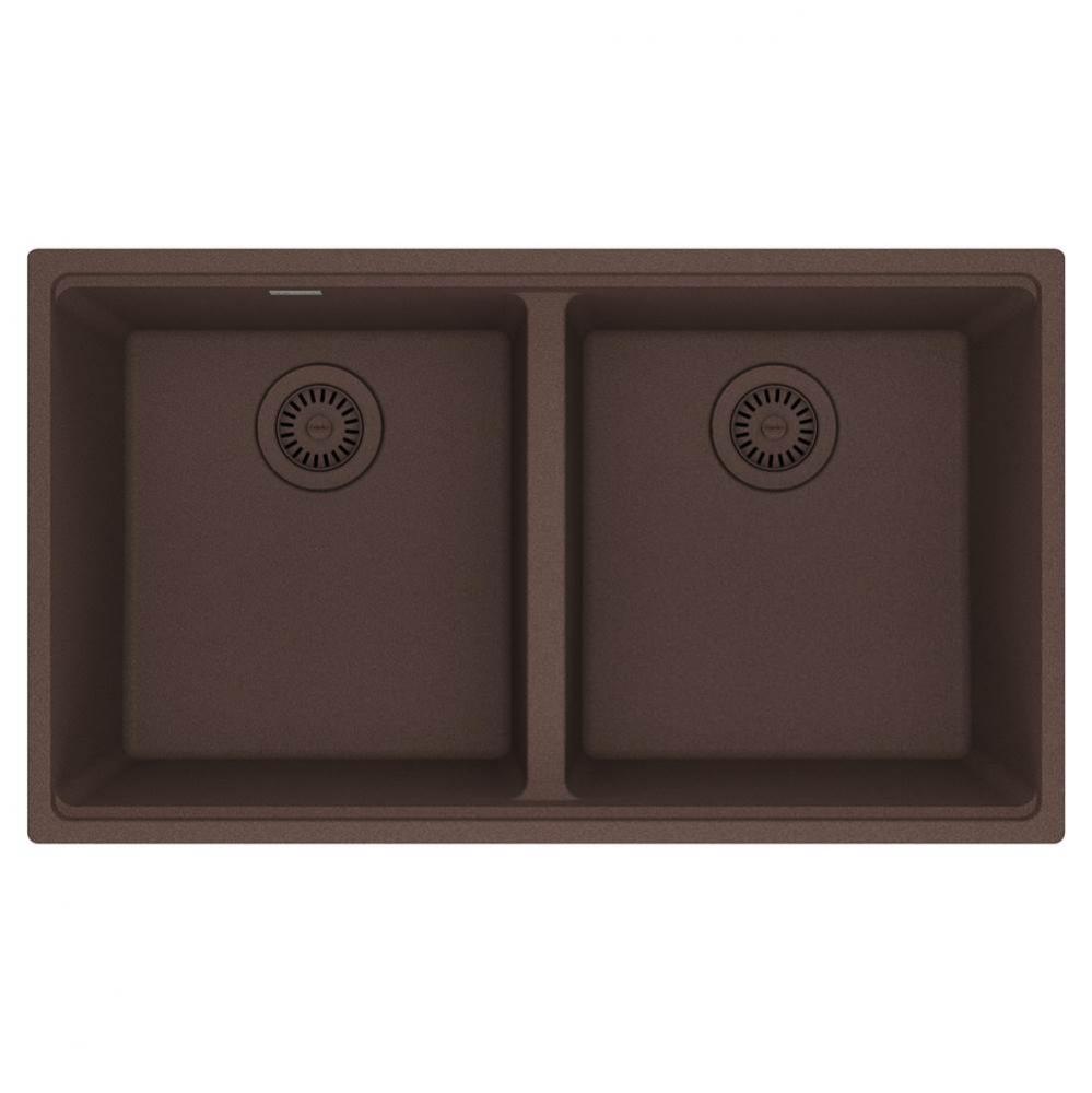 Franke Maris Undermount 33-in x 18.94-in Fragranite Double Bowl Kitchen Sink in Mocha