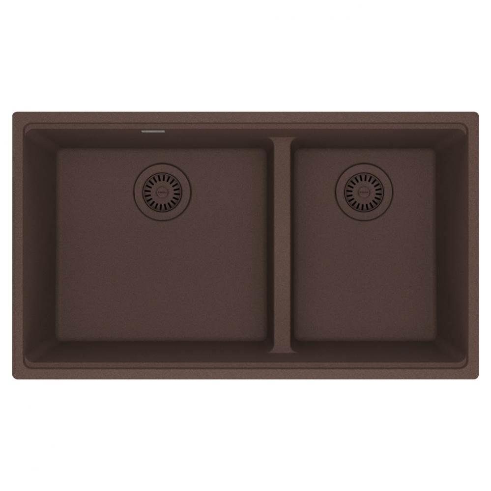 Franke Maris Undermount 33-in x 18.94-in Fragranite Double Bowl Kitchen Sink in Mocha