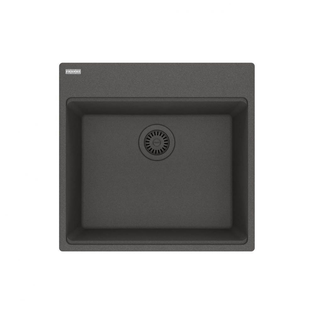 Franke Maris Dual Mount 21.6-in x 20.8-in Fragranite Single Bowl Kitchen Sink in Slate Grey