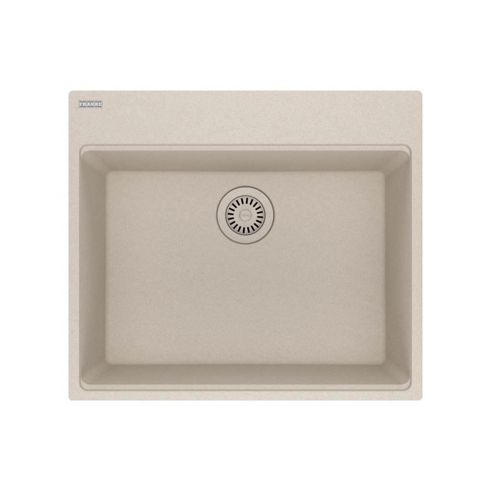 Franke Maris Dual Mount 25-in x 22-in Fragranite Single Bowl Kitchen Sink in Champagne