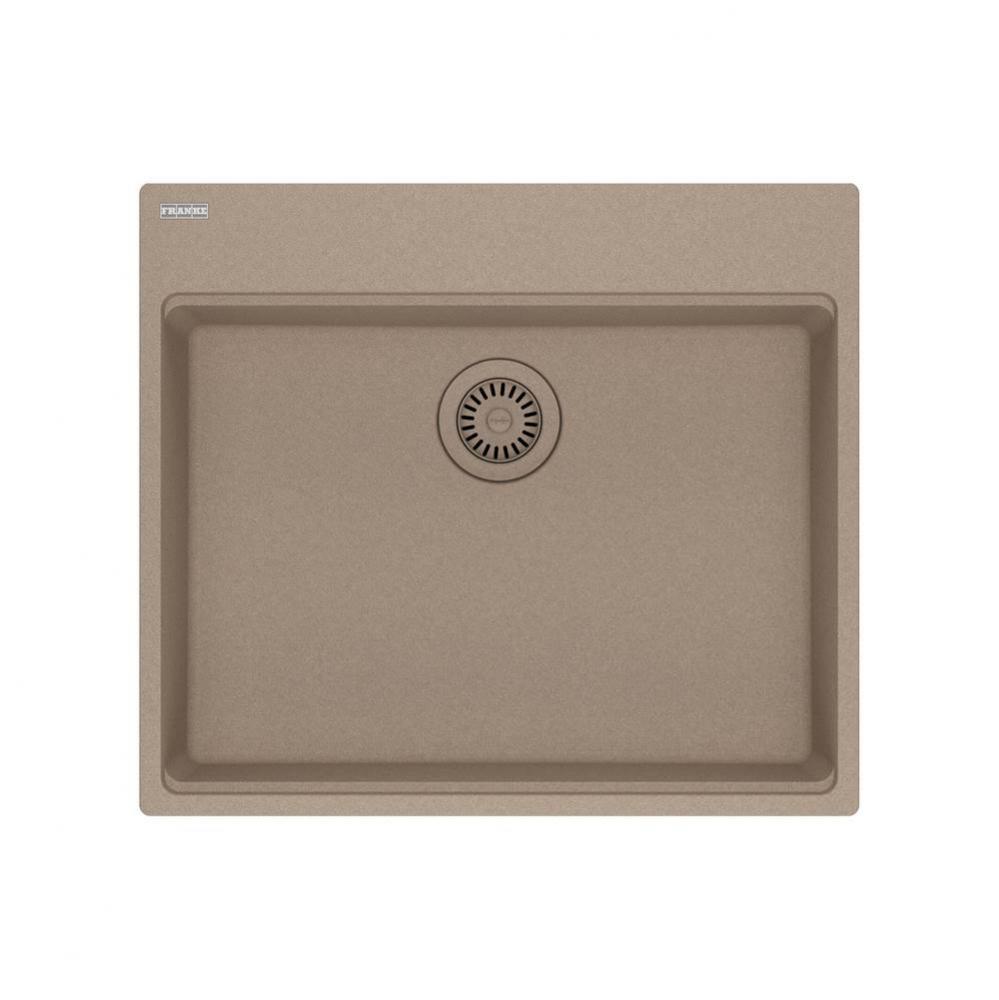 Franke Maris Dual Mount 25-in x 22-in Fragranite ADA Single Bowl Kitchen Sink in Oyster