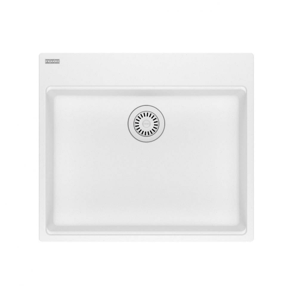 Franke Maris Dual Mount 25-in x 22-in Fragranite ADA Single Bowl Kitchen Sink in Polar White