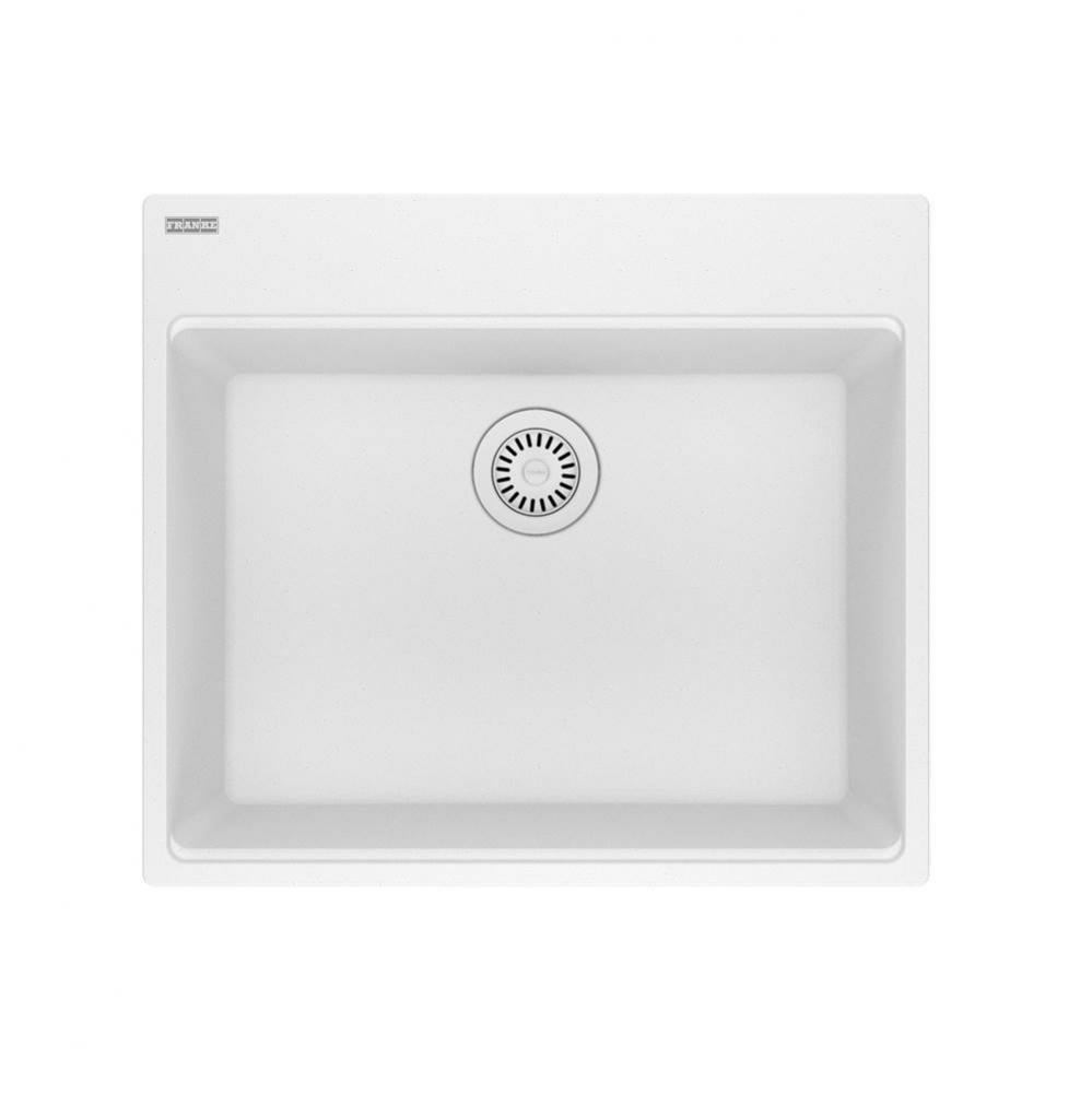 Franke Maris Dual Mount 25-in x 22-in Fragranite Dual Mount Single Bowl Laundry Sink in Polar Whit