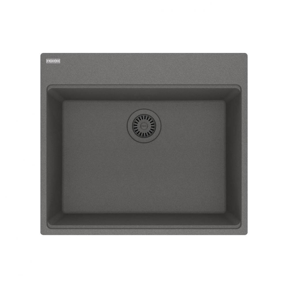 Franke Maris Dual Mount 25-in x 22-in Fragranite Dual Mount Single Bowl Laundry Sink in Stone Grey