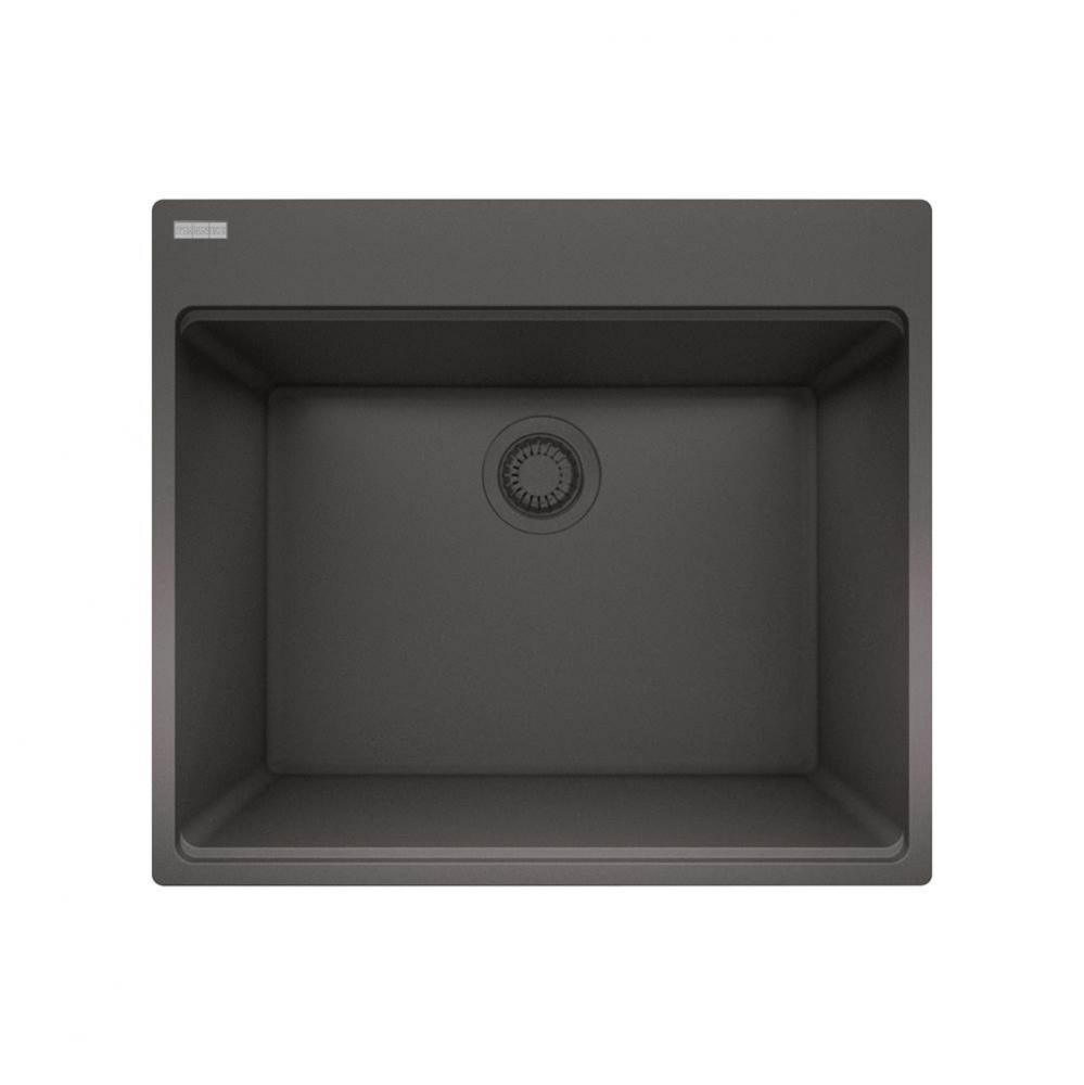 Franke Maris Dual Mount 25-in x 22-in Fragranite Dual Mount Single Bowl Laundry Sink in Slate Grey