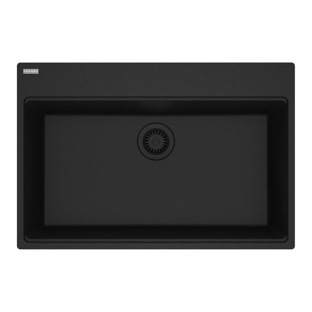 Franke Maris Dual Mount 31-in x 20.88-in Fragranite Single Bowl Kitchen Sink in Matte Black