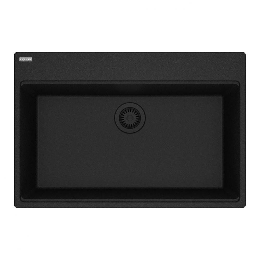 Franke Maris Dual Mount 31-in x 20.88-in Fragranite Single Bowl Kitchen Sink in Onyx