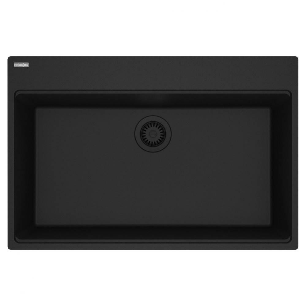 Franke Maris Dual Mount 33-in x 22-in Fragranite Single Bowl Kitchen Sink in Matte Black