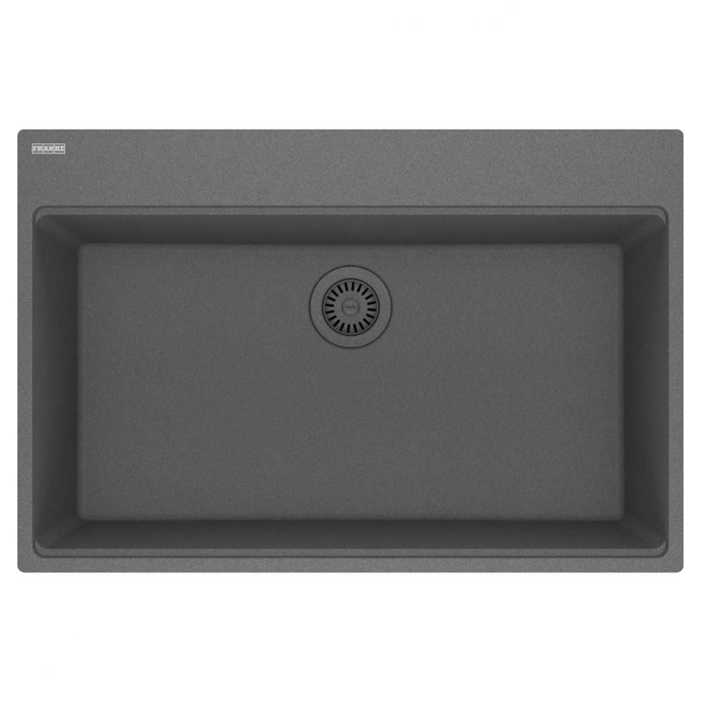 Franke Maris Dual Mount 33-in x 22-in Fragranite Single Bowl Kitchen Sink in Stone Grey