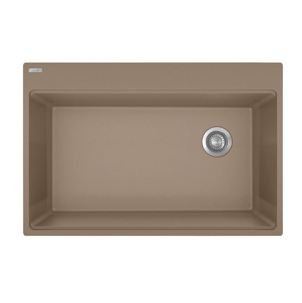 Franke Maris Dual Mount 33-in x 22-in Fragranite Single Bowl Kitchen Sink in Oyster