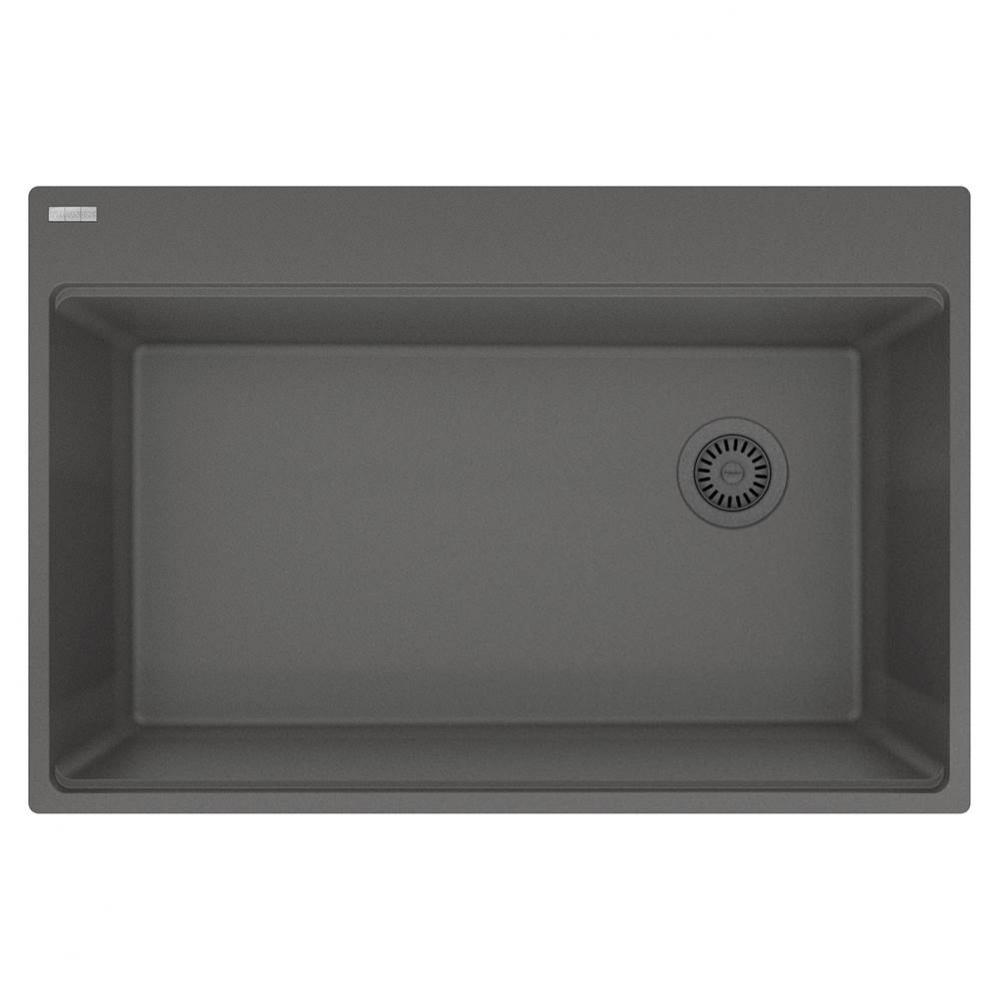 Franke Maris Dual Mount 33-in x 22-in Fragranite Single Bowl Kitchen Sink in Stone Grey