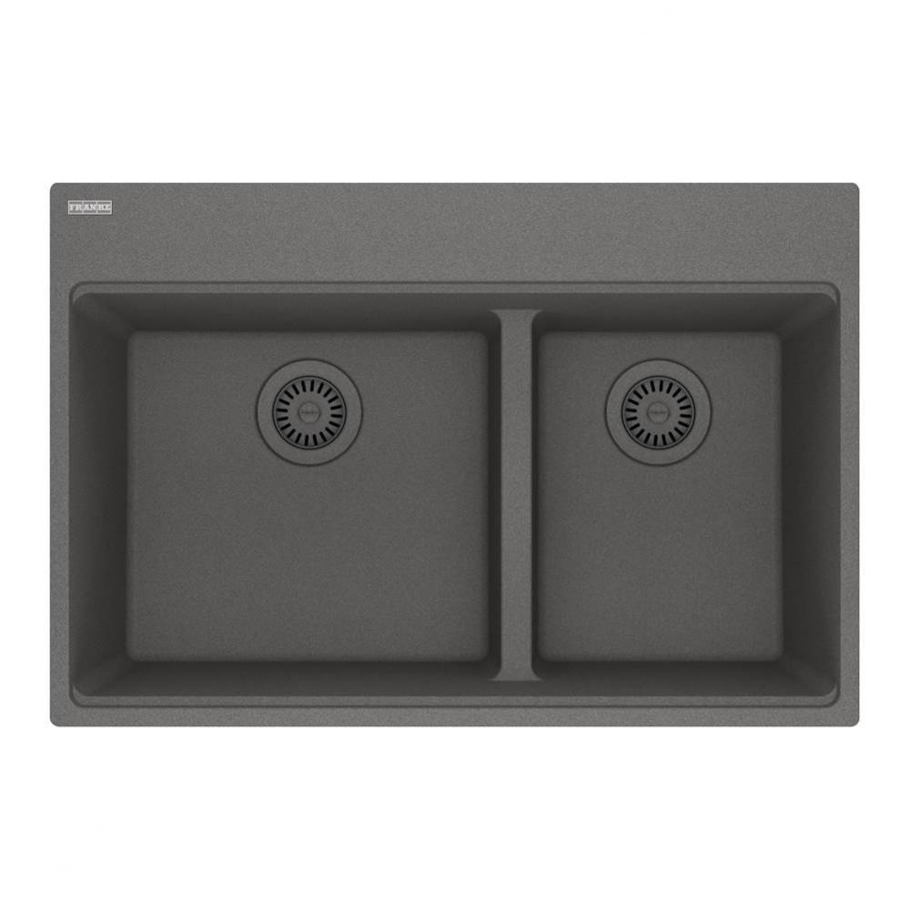 Franke Maris Dual Mount 31-in x 20.9-in Fragranite Double Bowl Kitchen Sink in Stone Grey
