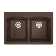 Franke EDDB33229-1 - Franke Ellipse 33.0-in. x 22.0-in. Fragranite Dual Mount Double Bowl Kitchen Sink in Mocha