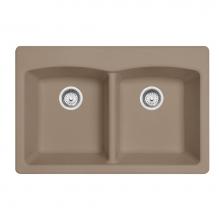 Franke EDOY33229-1 - Franke Ellipse 33.0-in. x 22.0-in. Fragranite Dual Mount Double Bowl Kitchen Sink in Oyster
