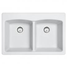 Franke EDPW33229-1 - Franke Ellipse 33.0-in. x 22.0-in. Fragranite Dual Mount Double Bowl Kitchen Sink in Polar White