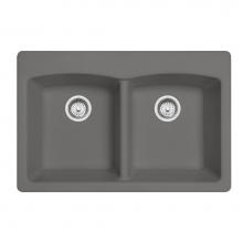 Franke EDSG33229-1 - Franke Ellipse 33.0-in. x 22.0-in. Fragranite Dual Mount Double Bowl Kitchen Sink in Stone Grey