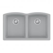 Franke ELG120SHG - Franke Ellipse 33.0-in. x 19.7-in. Stone Grey Fragranite Undermount Double Bowl Kitchen Sink - ELG