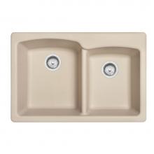 Franke EOCH33229-1 - Franke Ellipse 33.0-in. x 22.0-in.Fragranite Dual Mount Double Bowl Kitchen Sink in Champagne