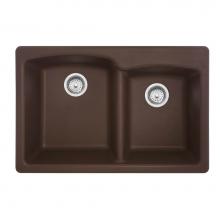 Franke EODB33229-1 - Franke Ellipse 33.0-in. x 22.0-in. Fragranite Dual Mount Double Bowl Kitchen Sink in Mocha