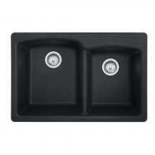 Franke EOOX33229-1 - Franke Ellipse 33.0-in. x 22.0-in. Fragranite Dual Mount Double Bowl Kitchen Sink in Onyx