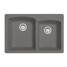 Franke EOSG33229-1 - Franke Ellipse 33.0-in. x 22.0-in. Fragranite Dual Mount Double Bowl Kitchen Sink in Stone Grey
