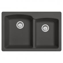 Franke EOSL33229-1 - Franke Ellipse 33.0-in. x 22.0-in. Fragranite Dual Mount Double Bowl Kitchen Sink in Slate Grey