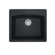 Franke ESMB25229-1 - Franke Ellipse 25.0-in. x 22.0-in. Matte Black Fragranite Dual Mount Single Bowl Kitchen Sink - ES