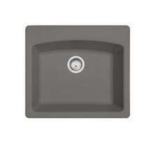 Franke ESSG25229-1 - Franke Ellipse 25.0-in. x 22.0-in. Stone Grey Fragranite Dual Mount Single Bowl Kitchen Sink - ESS