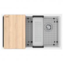 Franke MAG11031OW-PWT-WKC - Franke Maris Undermount 33-in x 19.31-in Fragranite Single Bowl Workcenter Kitchen Sink in Polar W