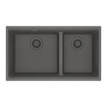 Franke MAG1601611LD-SHG - Maris Undermount 31-in x 17.81-in Granite Double Bowl Kitchen Sink in Stone Grey