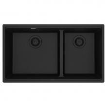 Franke MAG1601812LD-ONY - Franke Maris Undermount 33-in x 18.94-in Fragranite Double Bowl Kitchen Sink in Onyx