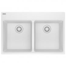 Franke MAG6201515-PWT - Franke Maris Dual Mount 33-in x 22-in Fragranite Double Bowl Kitchen Sink in Polar White