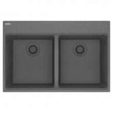 Franke MAG6201515-SHG - Franke Maris Dual Mount 33-in x 22-in Fragranite Double Bowl Kitchen Sink in Stone Grey