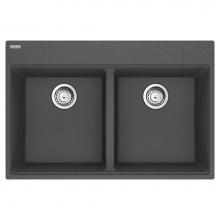 Franke MAG6201515-SLG-S - Maris Topmount 33-in x 22-in Granite Double Bowl Kitchen Sink in Slate Grey