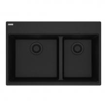 Franke MAG6601611LD-ONY - Franke Maris Dual Mount 31-in x 20.9-in Fragranite Double Bowl Kitchen Sink in Onyx