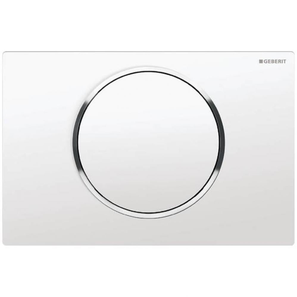 Geberit Sigma10 actuator plate for stop-and-go flush, round: Plate and button: white, Design ring: